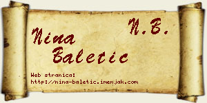 Nina Baletić vizit kartica